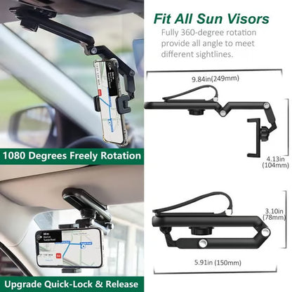 🏆New 1080° Multi-function Sun Visor Universal 360 Degree Rotating Phone Holder