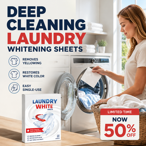 Deep Cleaning Laundry Whitening Sheets, Powerful Stain Remover Brightening Fabric Laundry Cleaning Sheets