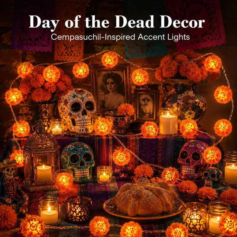 10Ft 20 Led The Dead Decorations Marigold Garland Lights String for Day