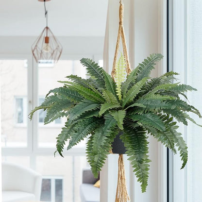 🌿🏡Artificial Hanging Fern Plant – Effortless Greenery for Home & Garden