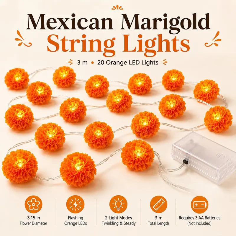 10Ft 20 Led The Dead Decorations Marigold Garland Lights String for Day