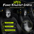 😆 Funny Cartoon Car Headrest Covers – 2PCS Universal Fit