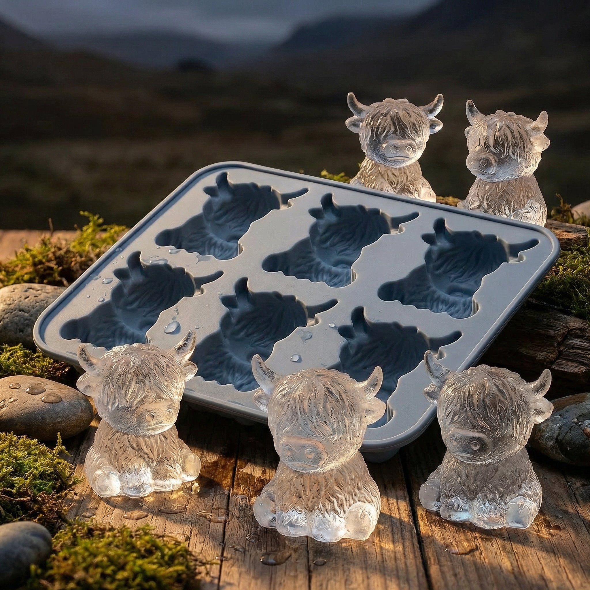 🐇🐰 Mini Highland Cow/Rabbit Ice Cube Mold – Cute 3D Ice for Drinks, Parties & Gifts