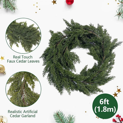 Lush Real-Touch Faux Cedar Christmas Garland