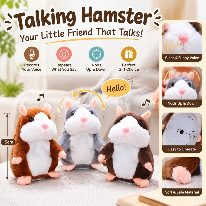 🐹 Talking Hamster Plush Toy – A Funny Gift That Repeats Your Words