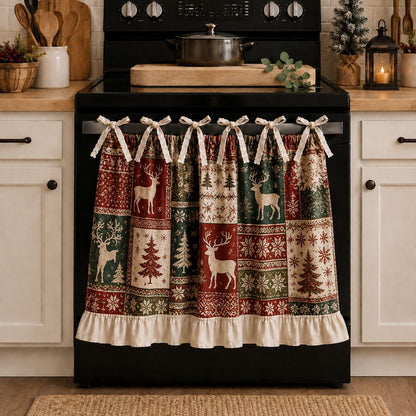 Christmas Patchwork Stove Skirt with Ruffles & Bows - image 13