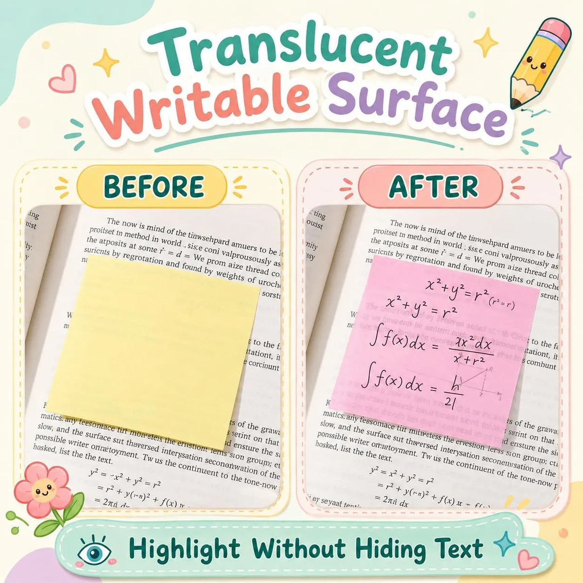 ✍️Transparent Pull-Out Glitter Sticky Notes - 80 Sheets Per Pad, 50 Reuses Per Sheet, Strong Adhesion, Quality Paper