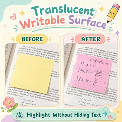 ✍️Transparent Pull-Out Glitter Sticky Notes - 80 Sheets Per Pad, 50 Reuses Per Sheet, Strong Adhesion, Quality Paper