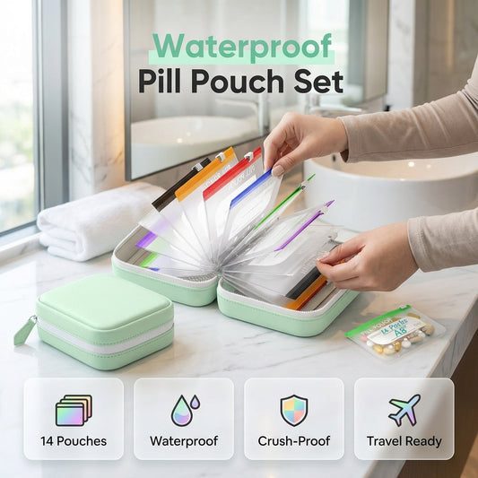 💊 Waterproof Pill Organizer Pouch Set – 🌈 Multi-Color Travel Medication Bags ✨