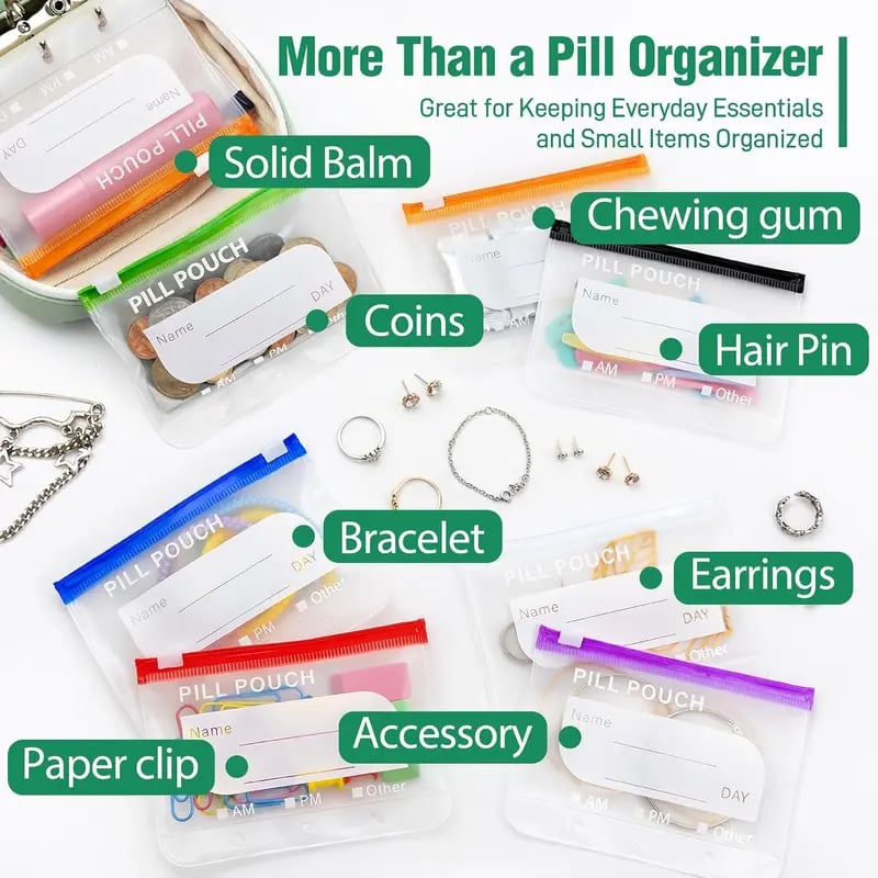 💊 Waterproof Pill Organizer Pouch Set – 🌈 Multi-Color Travel Medication Bags ✨