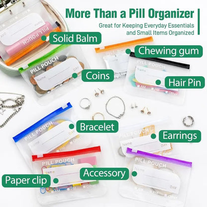 💊 Waterproof Pill Organizer Pouch Set – 🌈 Multi-Color Travel Medication Bags ✨