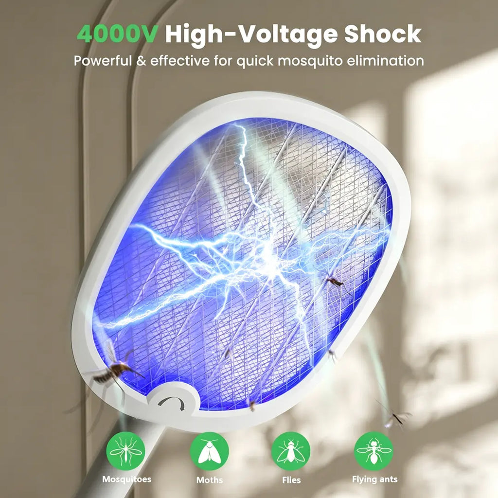 Rechargeable 2-in-1 Electric Bug Zapper Racket with UV Light