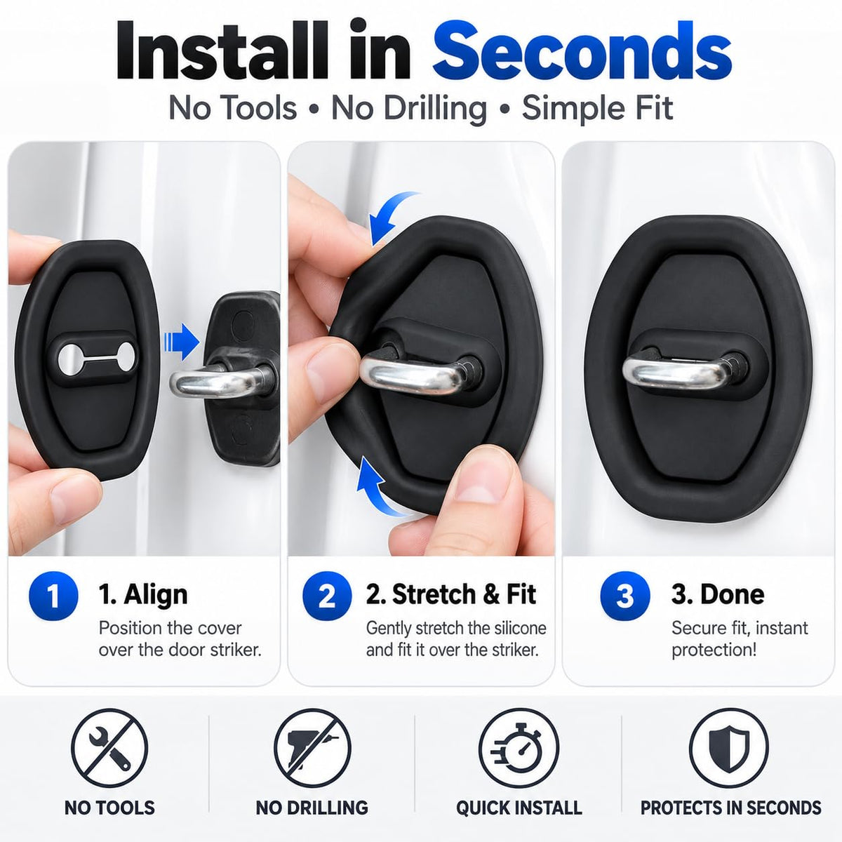 Self-Adhesive Door Latch Lock Covers – 4 or 8 Pieces 🚪✨