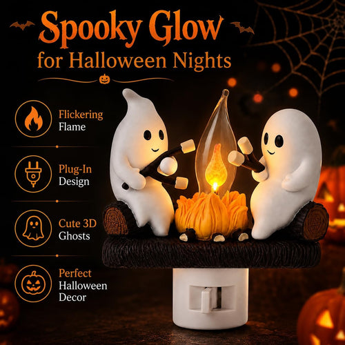 Halloween Ghost Campfire Flickering Flame Plug-in Wall Night Light
