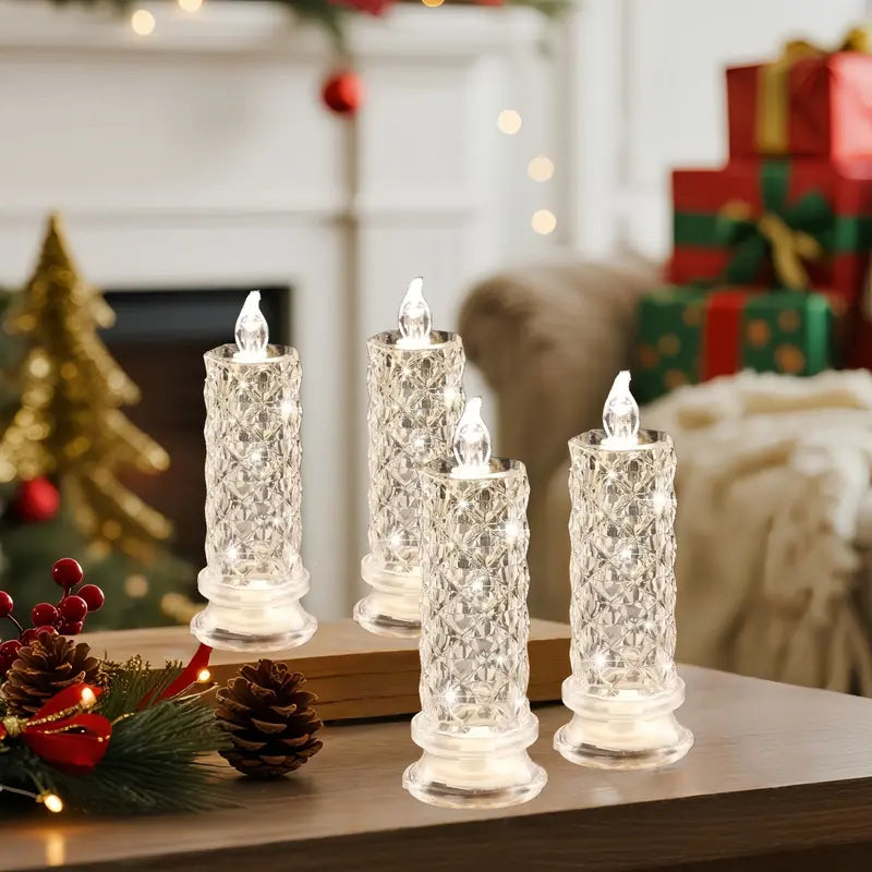 A set of 4 LED crystal candle lights ✨
