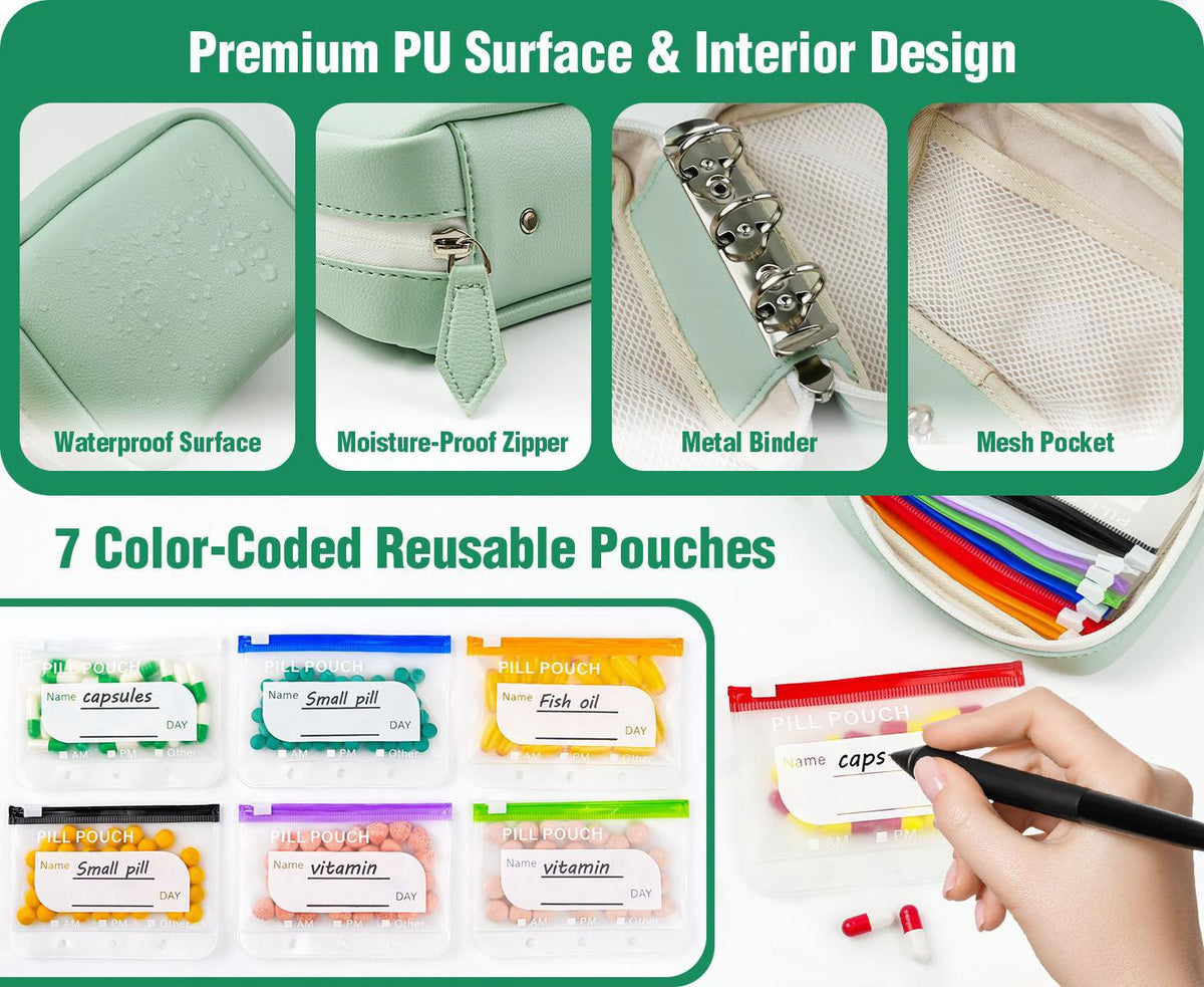 💊 Waterproof Pill Organizer Pouch Set – 🌈 Multi-Color Travel Medication Bags ✨