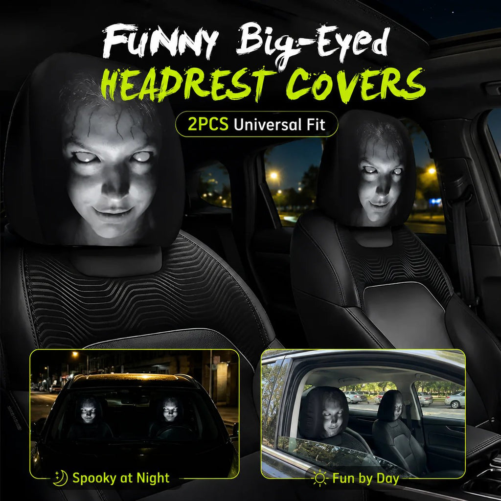 😆 Funny Cartoon Car Headrest Covers – 2PCS Universal Fit