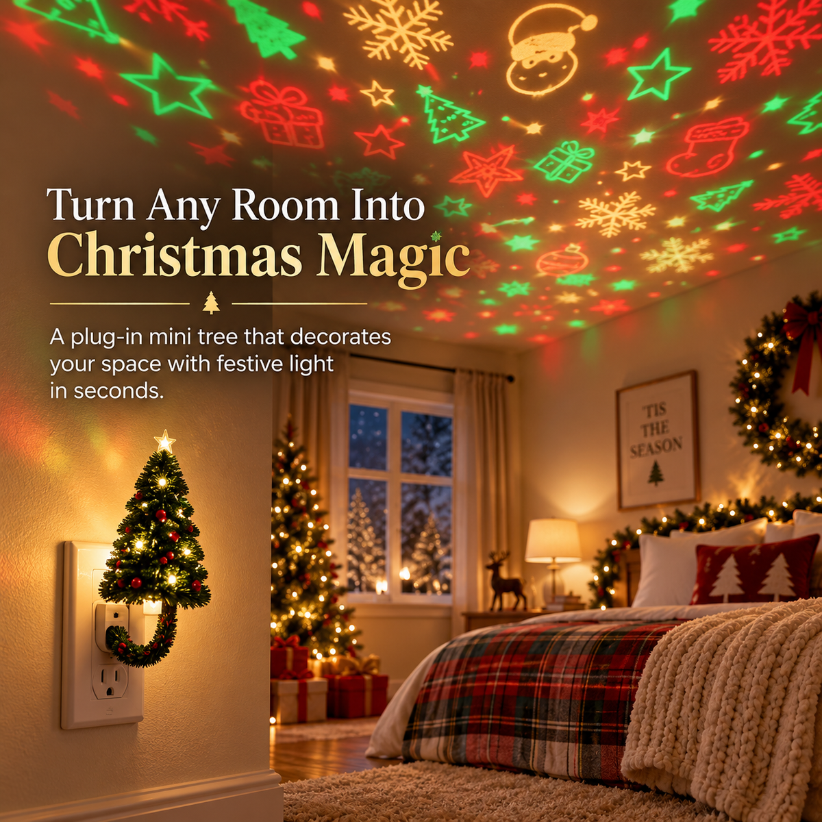 🎄 Christmas Tree Projector Night Light