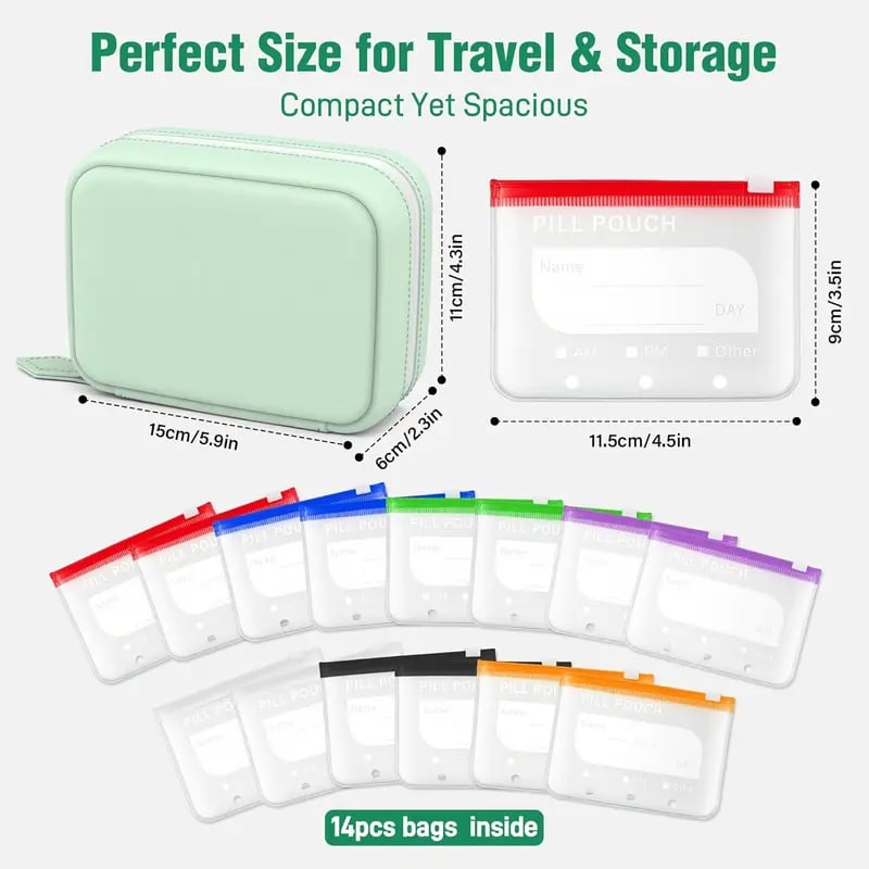 💊 Waterproof Pill Organizer Pouch Set – 🌈 Multi-Color Travel Medication Bags ✨