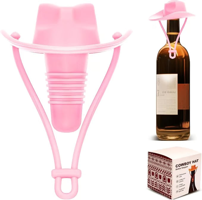 Cute Cowboy Hat Silicone Wine Stopper Reusable Western Wine Bottle Stopper for Party & Gifts