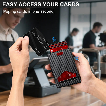 Men's Minimalist Bifold Wallet - 1 ID Window, Pop‑Up Card Holder, Money Clip 💳