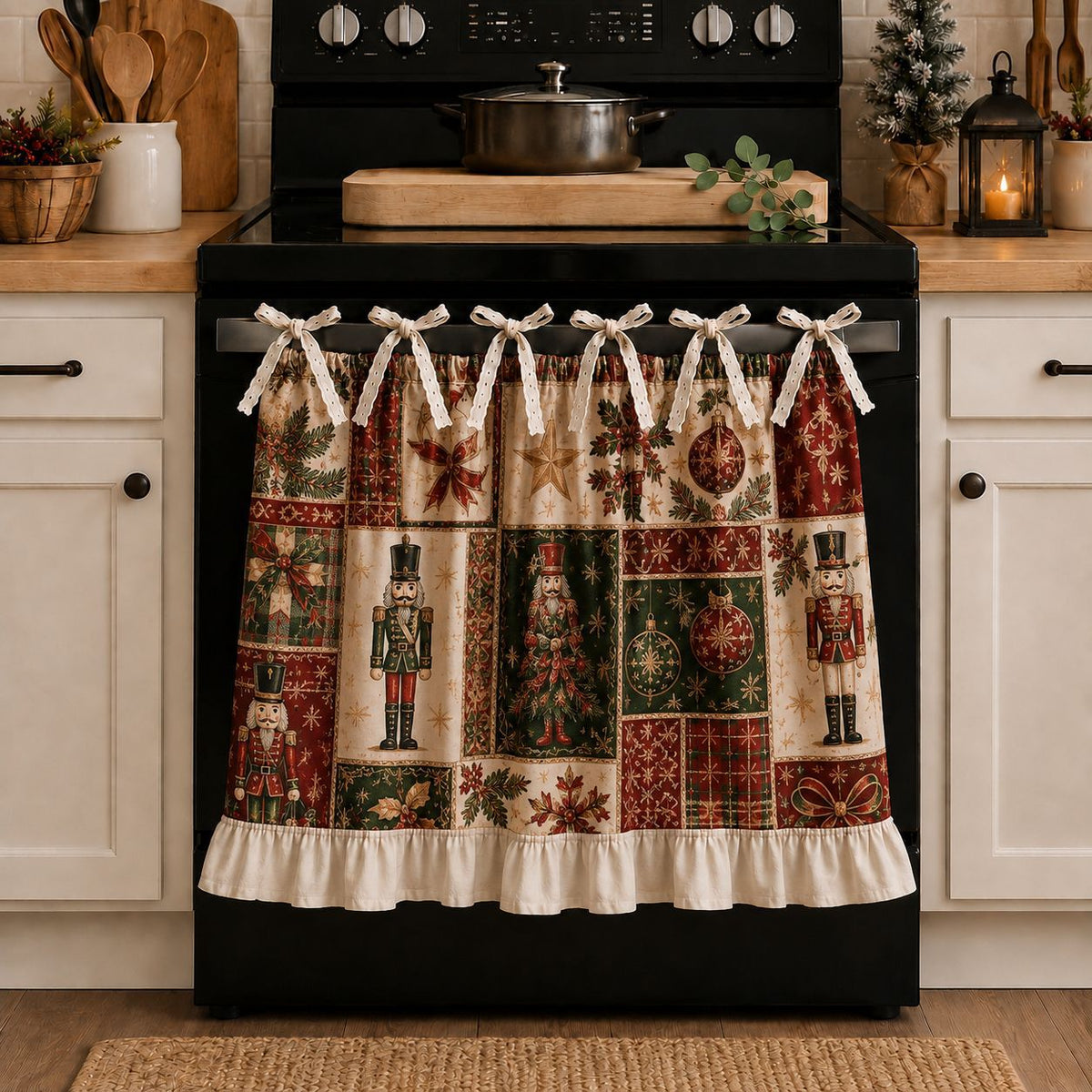 Christmas Patchwork Stove Skirt with Ruffles & Bows - image 15