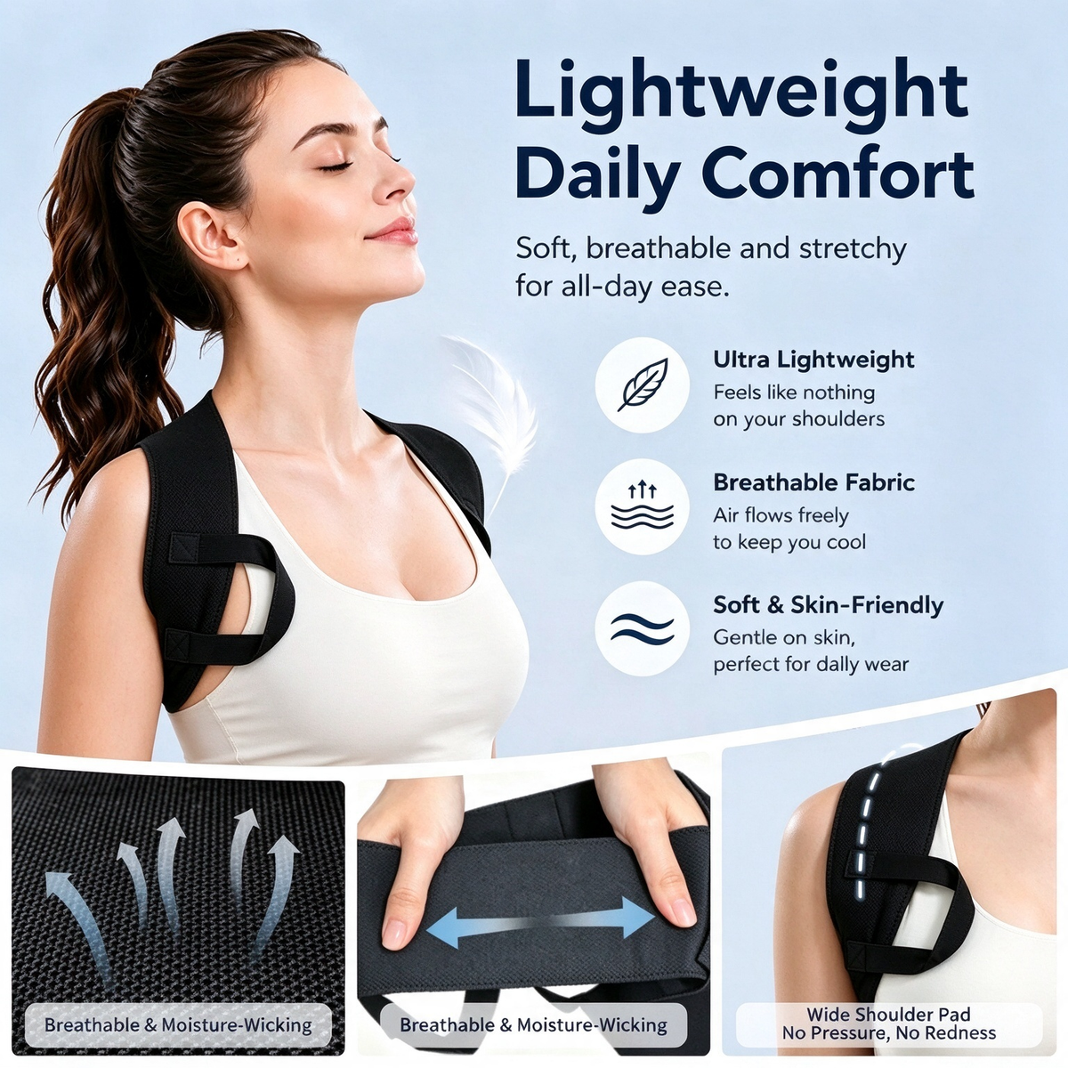 Shoulder Straps - Posture Support Straps for Men & Women – Elastic Back Support 🧘
