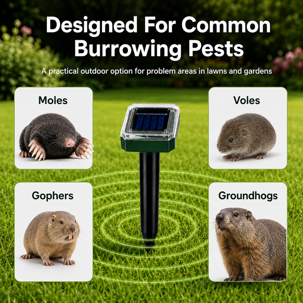 Solar Powered Waterproof Screw Mole Repellent