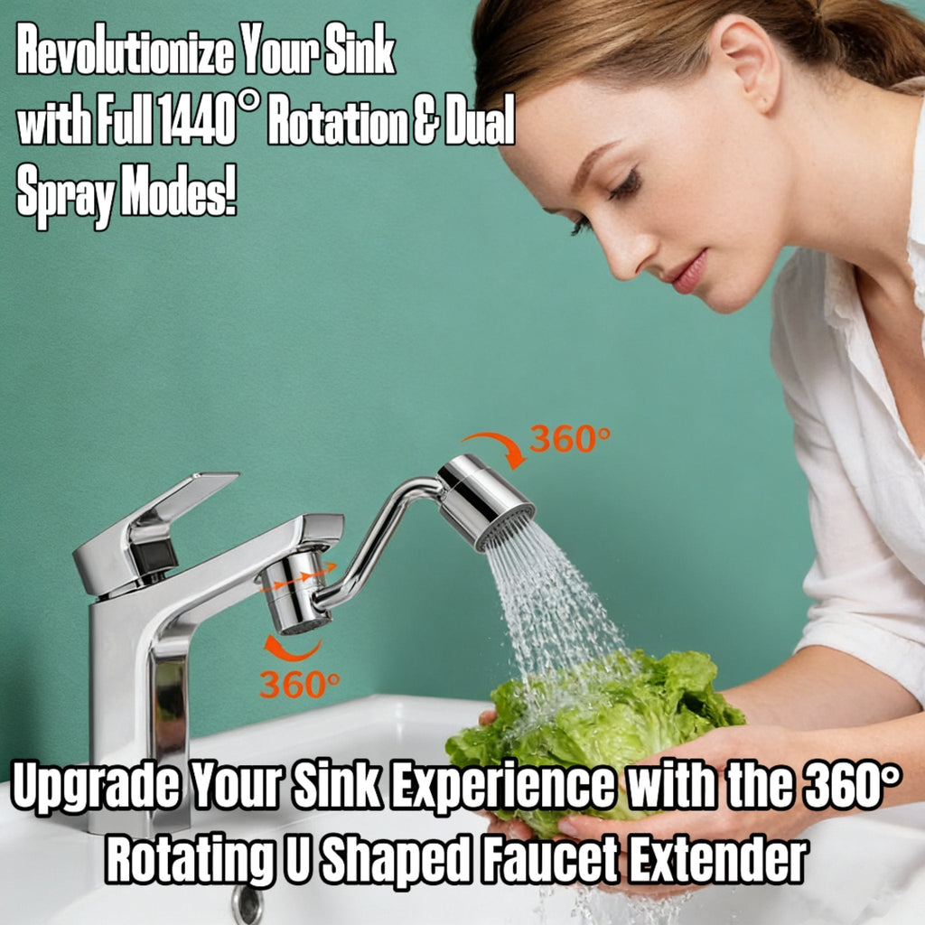 Upgrade Your Sink Experience with the 360° Rotating U Shaped Faucet Extender 🚰