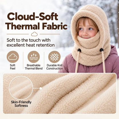 3-in-1 Kids' Winter Hood – Soft Fleece Hat, Face Cover & Neck Warmer❄️🧣