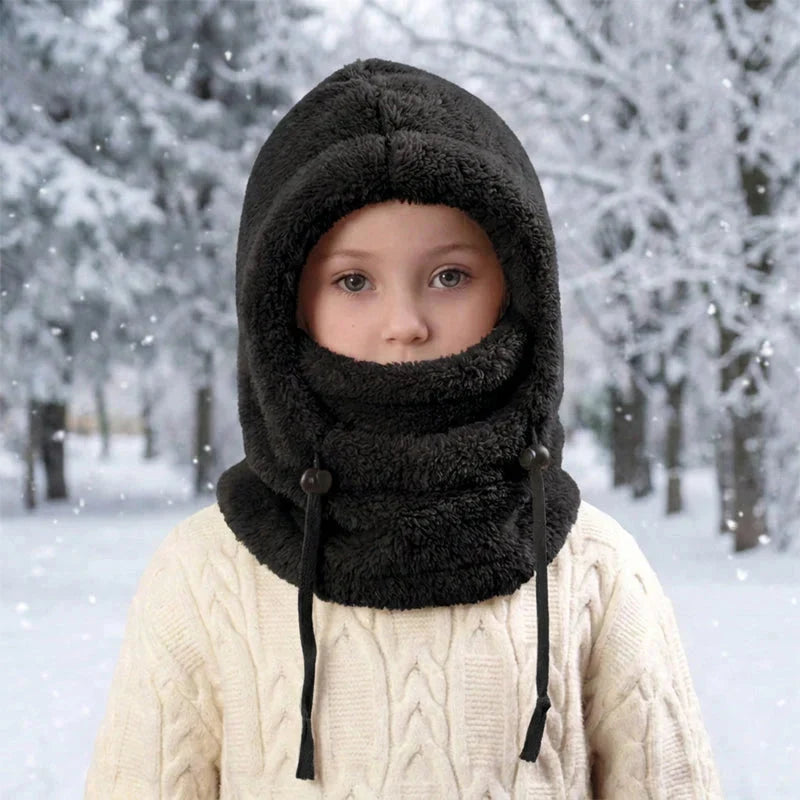 3-in-1 Kids' Winter Hood – Soft Fleece Hat, Face Cover & Neck Warmer❄️🧣