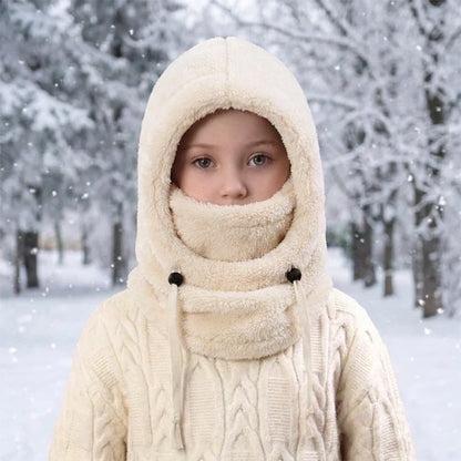 3-in-1 Kids' Winter Hood – Soft Fleece Hat, Face Cover & Neck Warmer❄️🧣