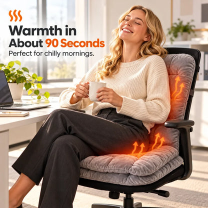🔥 Cozy Heated Chair Cushion – Plush Seat & Back Warmer with Adjustable Heat & Timer！！！