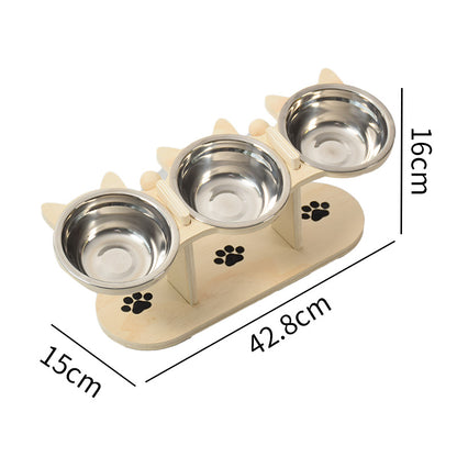 Premium 3-Bowl Raised Feeding Stand