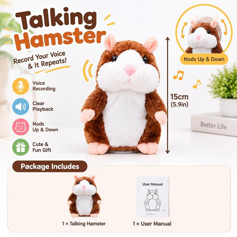 🐹 Talking Hamster Plush Toy – A Funny Gift That Repeats Your Words