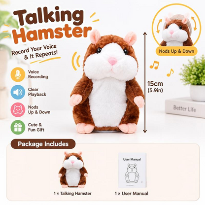 🐹 Talking Hamster Plush Toy – A Funny Gift That Repeats Your Words
