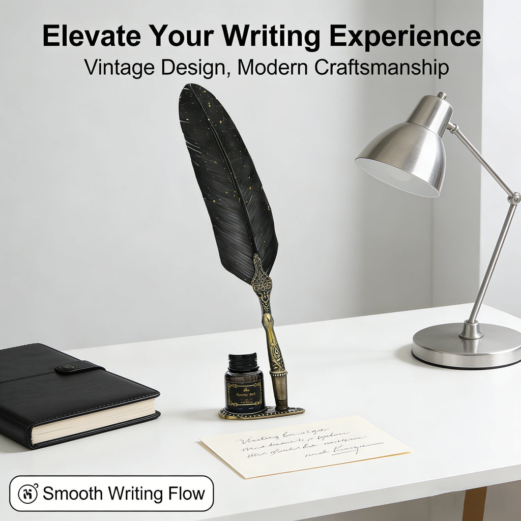 Vintage Signature Pen Calligraphy Set – Feather Pen for Writing