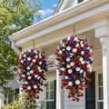 Patriotic Hanging Flower Baskets – Artificial Outdoor Decor, No Maintenance
