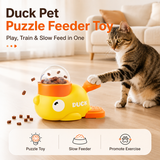 🦆 Duck Puzzle Feeder – IQ Treat Toy for Cats & Small Dogs