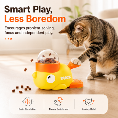 🦆 Duck Puzzle Feeder – IQ Treat Toy for Cats & Small Dogs