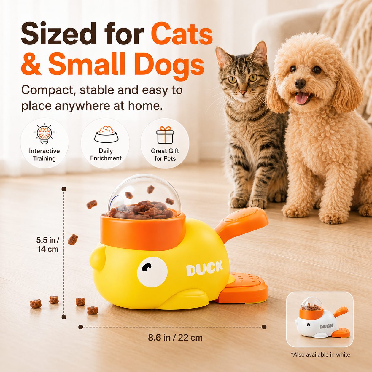 🦆 Duck Puzzle Feeder – IQ Treat Toy for Cats & Small Dogs