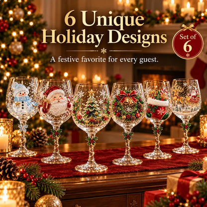 🎄 Christmas Hosting Essential | Festive 3D Wine Glass Gift Set
