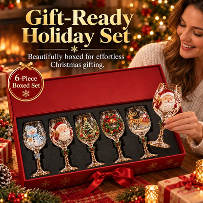 🎄 Christmas Hosting Essential | Festive 3D Wine Glass Gift Set