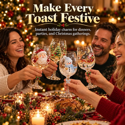 🎄 Christmas Hosting Essential | Festive 3D Wine Glass Gift Set