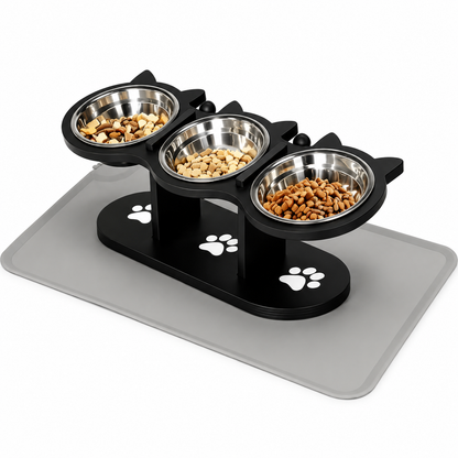 Premium 3-Bowl Raised Feeding Stand