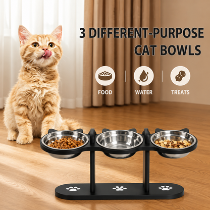 Premium 3-Bowl Raised Feeding Stand