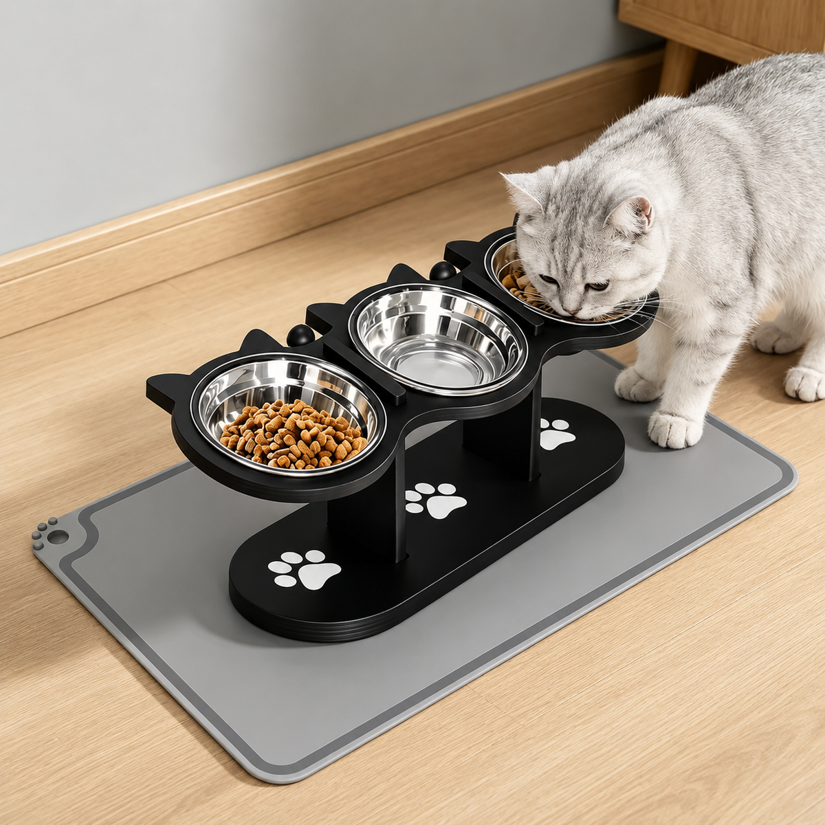 Premium 3-Bowl Raised Feeding Stand