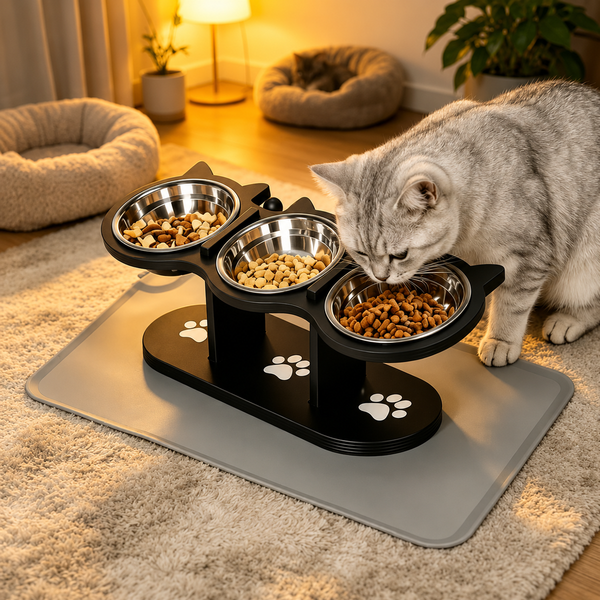 Premium 3-Bowl Raised Feeding Stand