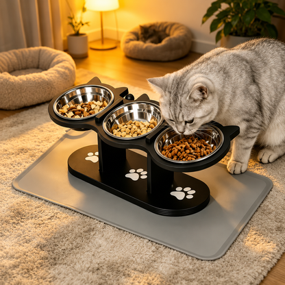 Premium 3-Bowl Raised Feeding Stand