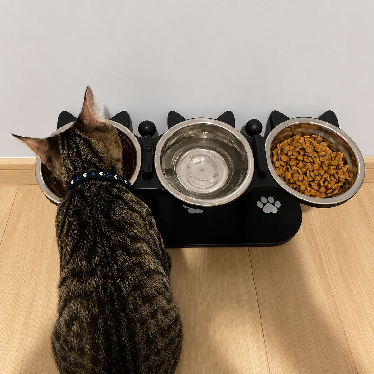 Premium 3-Bowl Raised Feeding Stand